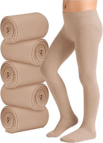 Zando 5 Pairs Toddler Ballet Tights for Girls 1-10Y - Ultra Soft Baby Tights Full-Footed Seamless Stocking for School Daily in Kuwait