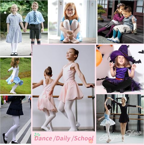 Zando 5 Pairs Toddler Ballet Tights for Girls 1-10Y - Ultra Soft Baby Tights Full-Footed Seamless Stocking for School Daily in Kuwait