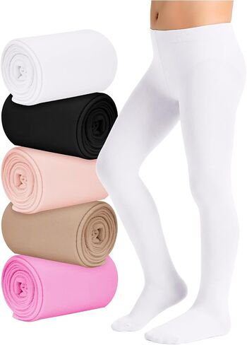Zando 5 Pairs Toddler Ballet Tights for Girls 1-10Y - Ultra Soft Baby Tights Full-Footed Seamless Stocking for School Daily in Kuwait