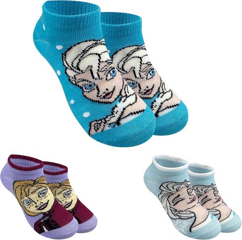 Disney Princess Official Assorted Girls 3 Pack No Show Ankle Socks in Kuwait