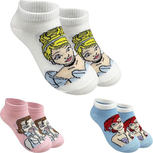 Disney Princess Official Assorted Girls 3 Pack No Show Ankle Socks in Kuwait