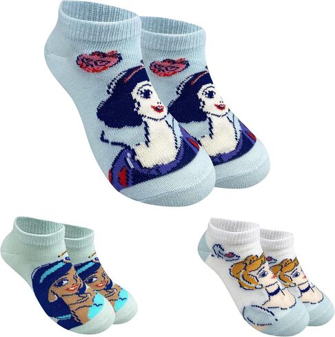 Disney Princess Official Assorted Girls 3 Pack No Show Ankle Socks in Kuwait
