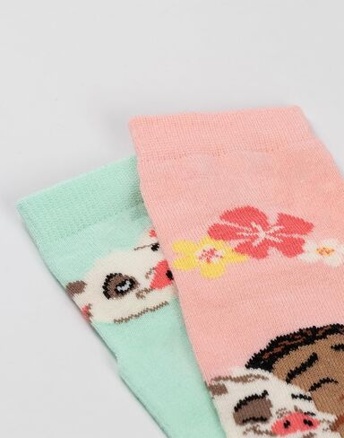 Disney Moana Girls Multicoloured Calf Socks Set of 5 | Various Patterns for Everyday Wear | Character Socks for Kids in Kuwait