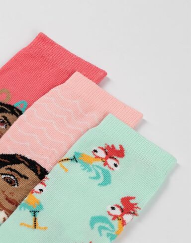 Disney Moana Girls Multicoloured Calf Socks Set of 5 | Various Patterns for Everyday Wear | Character Socks for Kids in Kuwait
