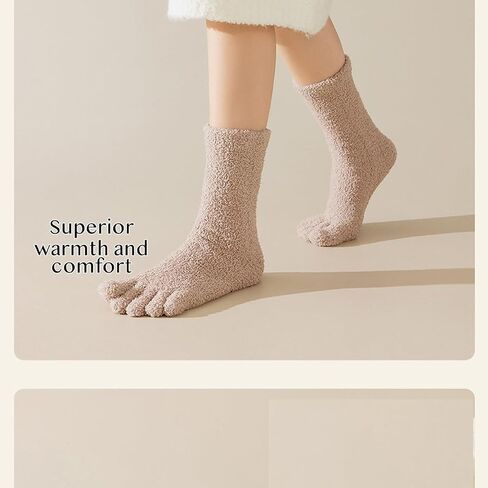 Fluffy Five Toe Socks Coral Fleece Girls Winter Women Men Thick Plush Warm Cozy Comfy Extra Soft Flush Insulating in Saudi Arabia