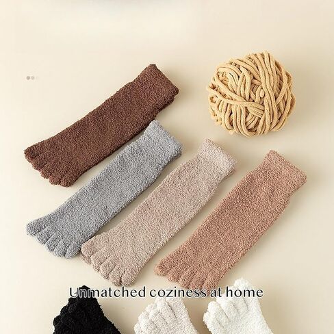Fluffy Five Toe Socks Coral Fleece Girls Winter Women Men Thick Plush Warm Cozy Comfy Extra Soft Flush Insulating in Saudi Arabia