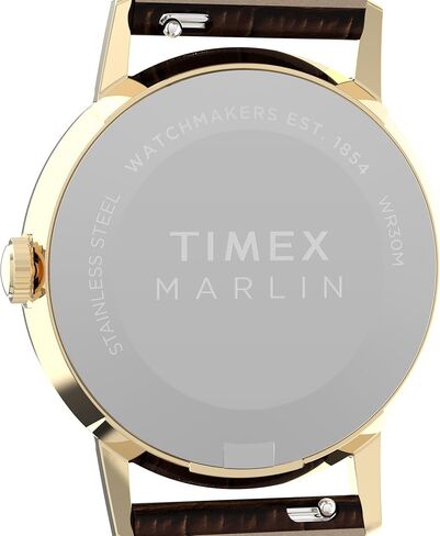 Timex Unisex Marlin Quartz 34mm Watch - Brown Two- Piece Quick Release Green Dial Gold-Tone Case in Kuwait