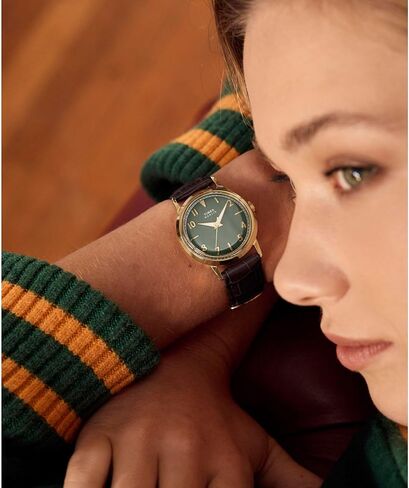 Timex Unisex Marlin Quartz 34mm Watch - Brown Two- Piece Quick Release Green Dial Gold-Tone Case in Kuwait