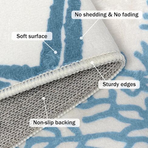 Coastal Runner Rug 2x6 for Hallway Blue Nautical Beach Decor Kitchen Throw Carpet Ultra Thin Non Slip Washable Fur Area Rug Mat for Entryway Laundry Bedroom Living Room (Blue, 24×72in) in Saudi Arabia
