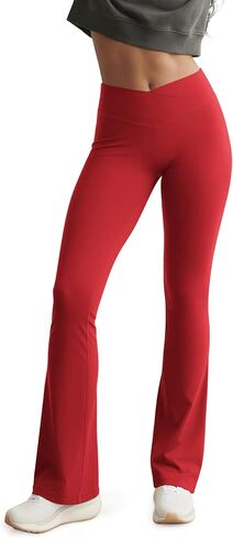 ODODOS Hidden Scrunch Butt Lifting Crossover Flare Leggings for Women - No Front Seam Booty Sculpting Yoga Pants, 30" Inseam in Kuwait