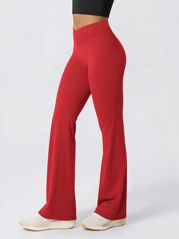 ODODOS Hidden Scrunch Butt Lifting Crossover Flare Leggings for Women - No Front Seam Booty Sculpting Yoga Pants, 30" Inseam in Kuwait
