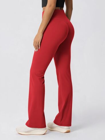 ODODOS Hidden Scrunch Butt Lifting Crossover Flare Leggings for Women - No Front Seam Booty Sculpting Yoga Pants, 30" Inseam in Kuwait