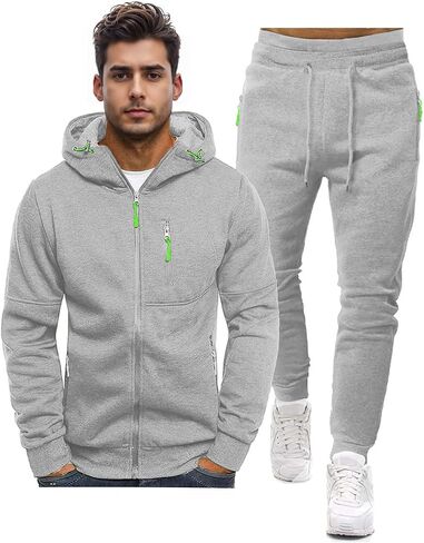 Men's Sweat Suits Jogging Tracksuit 2 Piece Set Casual Athletic Long Sleeve Hoodie Outfit in Kuwait