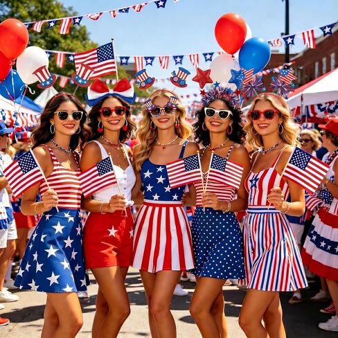 8Pcs 4th of July Headbands, Patriotic Red White Blue USA Flag Star Headband Decorations, 250th Anniversary Memorial Independence Day Parade Party Favors, Fourth of July Outfits Accessories for Women in Saudi Arabia