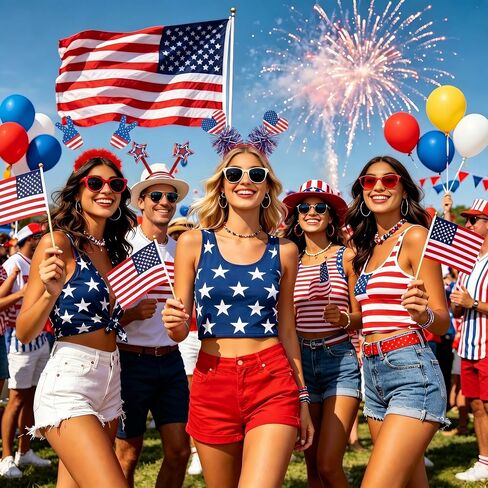 8Pcs 4th of July Headbands, Patriotic Red White Blue USA Flag Star Headband Decorations, 250th Anniversary Memorial Independence Day Parade Party Favors, Fourth of July Outfits Accessories for Women in Saudi Arabia