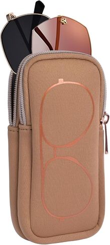 Double Eyeglass Case Soft,Portable Dual Glasses Cases with 2 Compartments Zipper Closure for Men Women Travel in Saudi Arabia