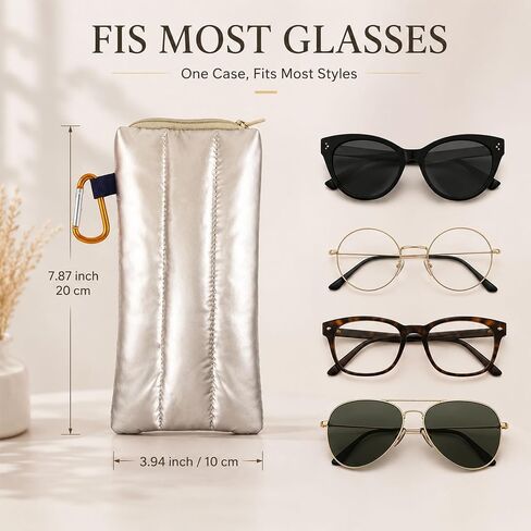 Portable Glasses Bag with Belt Clip, Down Eyewear Pouch Lightweight Feather-filled Sunglasses Case Small Item Storage Bag Coin Purse for Women Men in Saudi Arabia