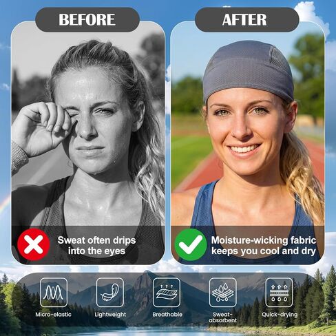 Funtery 4 قطع قبعات جمجمة دو خرقة للرجال والنساء، بطانة خوذة دو راجز شبكية ممتصة للعرق لركوب الدراجات في الصيف in Kuwait