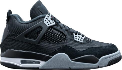 Jordan Mens Air 4 DH7138 006 قماش أسود - مقاس 10.5، أسود/صلب فاتح رمادي-أبيض-f in Kuwait