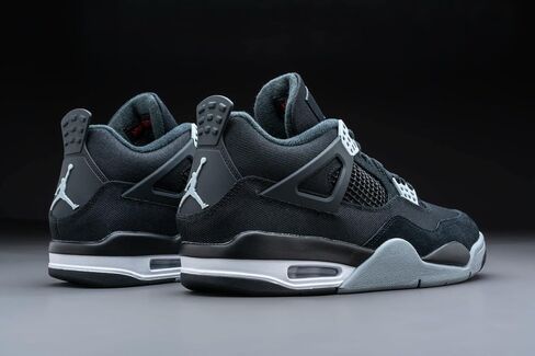 Jordan Mens Air 4 DH7138 006 قماش أسود - مقاس 10.5، أسود/صلب فاتح رمادي-أبيض-f in Kuwait