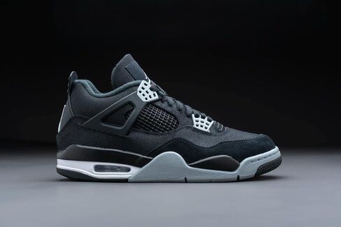 Jordan Mens Air 4 DH7138 006 قماش أسود - مقاس 10.5، أسود/صلب فاتح رمادي-أبيض-f in Kuwait
