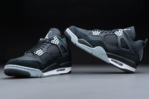 Jordan Mens Air 4 DH7138 006 قماش أسود - مقاس 10.5، أسود/صلب فاتح رمادي-أبيض-f in Kuwait