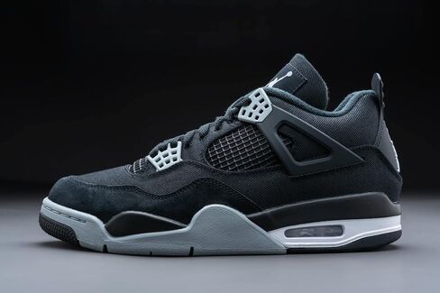 Jordan Mens Air 4 DH7138 006 قماش أسود - مقاس 10.5، أسود/صلب فاتح رمادي-أبيض-f in Kuwait
