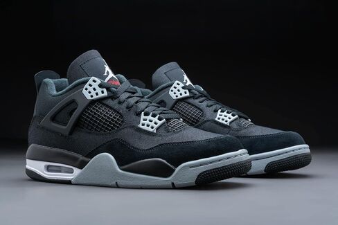 Jordan Mens Air 4 DH7138 006 قماش أسود - مقاس 10.5، أسود/صلب فاتح رمادي-أبيض-f in Kuwait