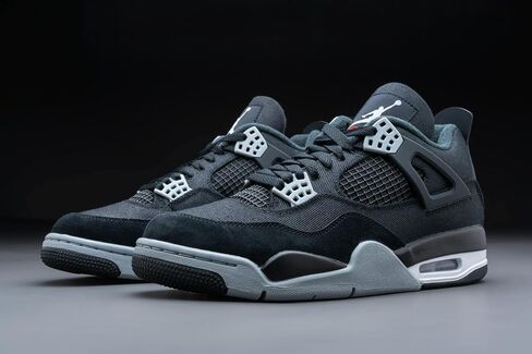 Jordan Mens Air 4 DH7138 006 قماش أسود - مقاس 10.5، أسود/صلب فاتح رمادي-أبيض-f in Kuwait