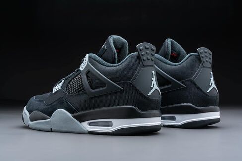 Jordan Mens Air 4 DH7138 006 قماش أسود - مقاس 10.5، أسود/صلب فاتح رمادي-أبيض-f in Kuwait