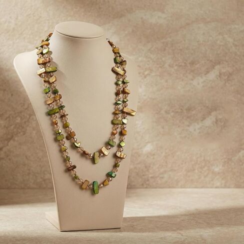 Boho Colorful Bead Long Necklace for Women Boho Handmade Irregular Natural Shell jade Glass Beads Vintage Chunky Layered Perfect for Beach Vacation Everyday Wear in Kuwait