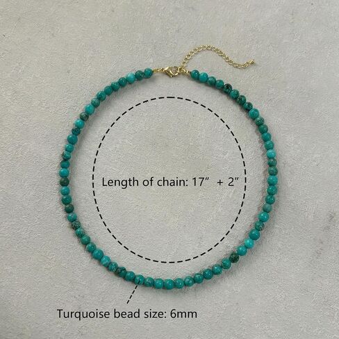 Turquoise Necklace, 6 mm Beaded Necklace for Men, Western Boho Beach Jewelry for Women in Kuwait