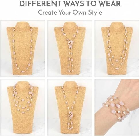 Layered Pearl Necklace Fashion Jewelry Gift for Daily Wear Glass Crystal Beaded Long Necklace Gold Dainty Layered Boho Statement Jewelry Summer Fashion Gift in Saudi Arabia