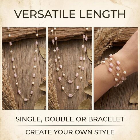 Layered Pearl Necklace Fashion Jewelry Gift for Daily Wear Glass Crystal Beaded Long Necklace Gold Dainty Layered Boho Statement Jewelry Summer Fashion Gift in Saudi Arabia