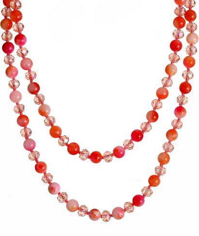 Long Beaded Necklace for Women Boho Colorful Crystal Stone Knot Statement Fashion Costume Jewelry Gifts in Saudi Arabia
