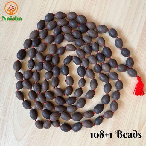 NAISHA Pack of 2 Tulsi & Kamal Gatta Holy Jaap Prayer Beads Necklace Hand Knotted Authentic Genuine Lotus Seeds For Puja Meditation Beads in Kuwait