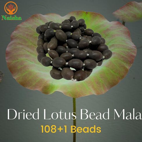 NAISHA Pack of 2 Tulsi & Kamal Gatta Holy Jaap Prayer Beads Necklace Hand Knotted Authentic Genuine Lotus Seeds For Puja Meditation Beads in Kuwait