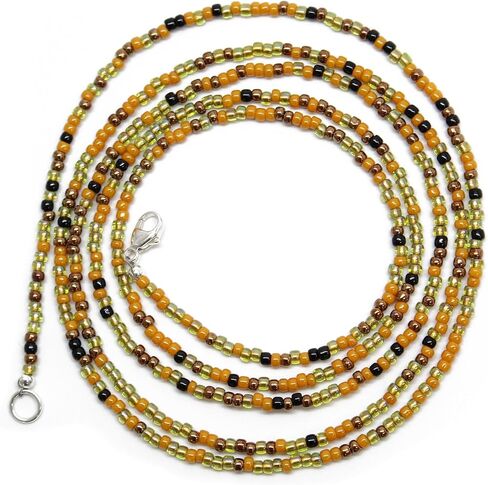 Handmade Mustard Black Gold Seed Bead Necklace, Thin 1.5mm Single Strand Beaded Necklace in Kuwait