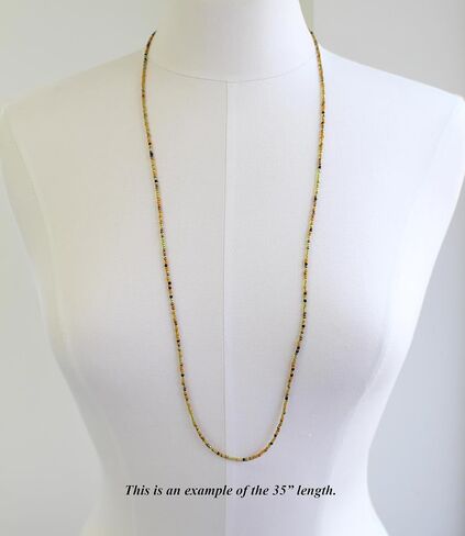 Handmade Mustard Black Gold Seed Bead Necklace, Thin 1.5mm Single Strand Beaded Necklace in Kuwait