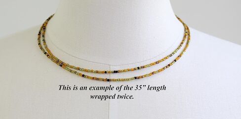 Handmade Mustard Black Gold Seed Bead Necklace, Thin 1.5mm Single Strand Beaded Necklace in Kuwait