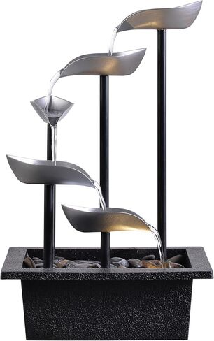 Tabletop Water Fountain, Modern Indoor Waterfall Feature with LED Light, Soothing Zen Desktop Fountain for Home Office Bedroom Relaxation Decor 13.7 Inch in Saudi Arabia
