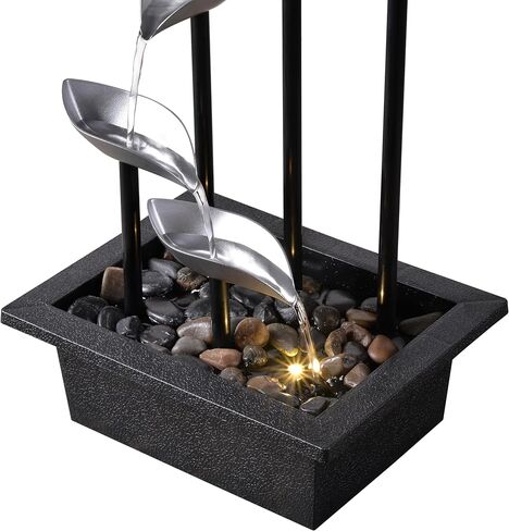 Tabletop Water Fountain, Modern Indoor Waterfall Feature with LED Light, Soothing Zen Desktop Fountain for Home Office Bedroom Relaxation Decor 13.7 Inch in Saudi Arabia