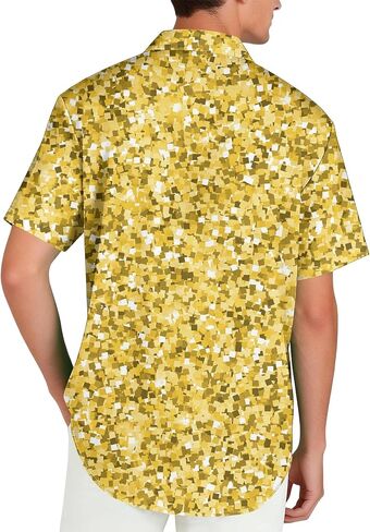 Mens Button Down Shirt with Abstract Print Up Men Short Sleeve Lightweight Casual for in Kuwait