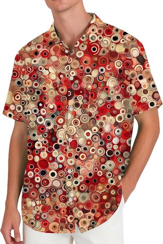 Mens Button Down Shirt with Abstract Print Up Men Short Sleeve Lightweight Casual for in Kuwait