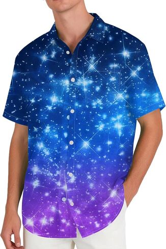 Mens Button Down Shirt with Abstract Print Up Men Short Sleeve Lightweight Casual for in Kuwait