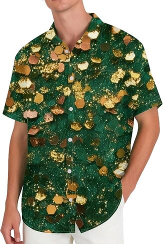 Mens Button Down Shirt with Abstract Print Up Men Short Sleeve Lightweight Casual for in Kuwait