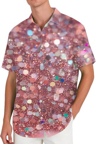 Mens Button Down Shirt with Abstract Print Up Men Short Sleeve Lightweight Casual for in Kuwait