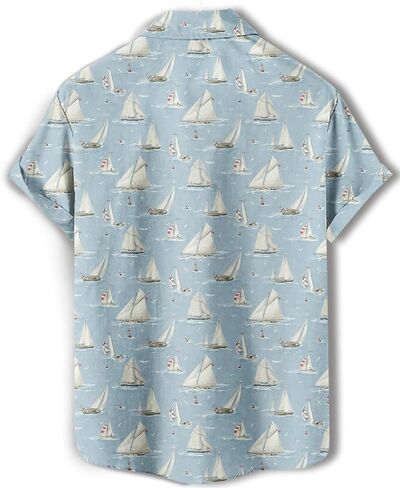 Men's Hawaiian Shirt, Novelty Tropical Graphic Print, Short Sleeve Vacation Shirt, Casual Beach Button Down in Saudi Arabia