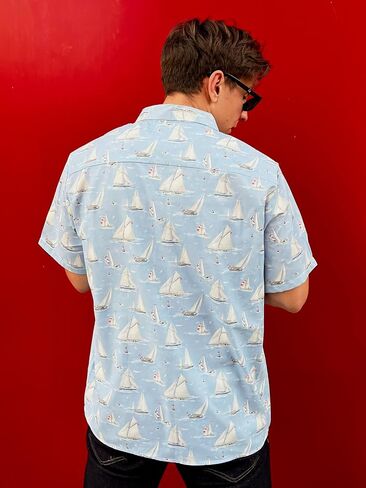 Men's Hawaiian Shirt, Novelty Tropical Graphic Print, Short Sleeve Vacation Shirt, Casual Beach Button Down in Saudi Arabia