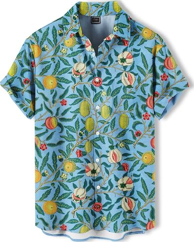 Men's Hawaiian Shirt, Novelty Tropical Graphic Print, Short Sleeve Vacation Shirt, Casual Beach Button Down in Saudi Arabia